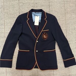 Gucci Fox Patch Cambridge Wool Navy Blazer